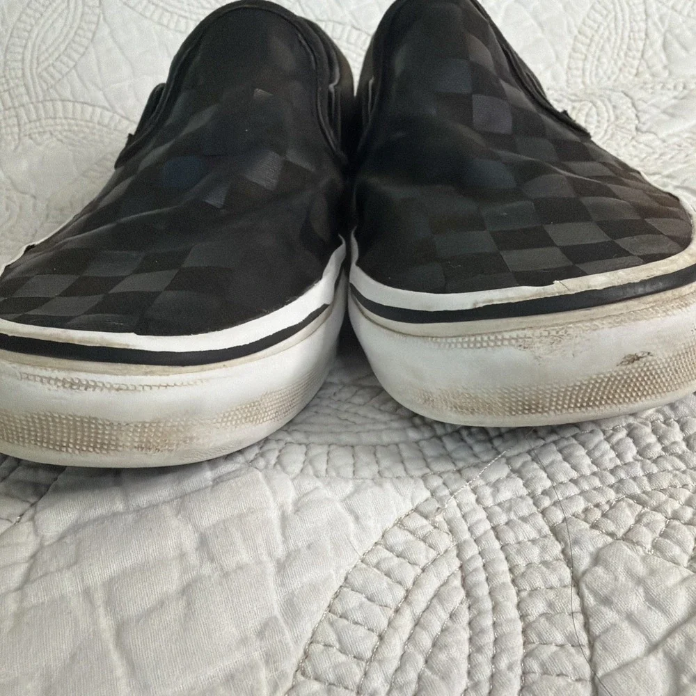 Vans‎ Classic Slip-On Shoes Sz 7M/8.5W Black Checkerboard Skate Sneakers